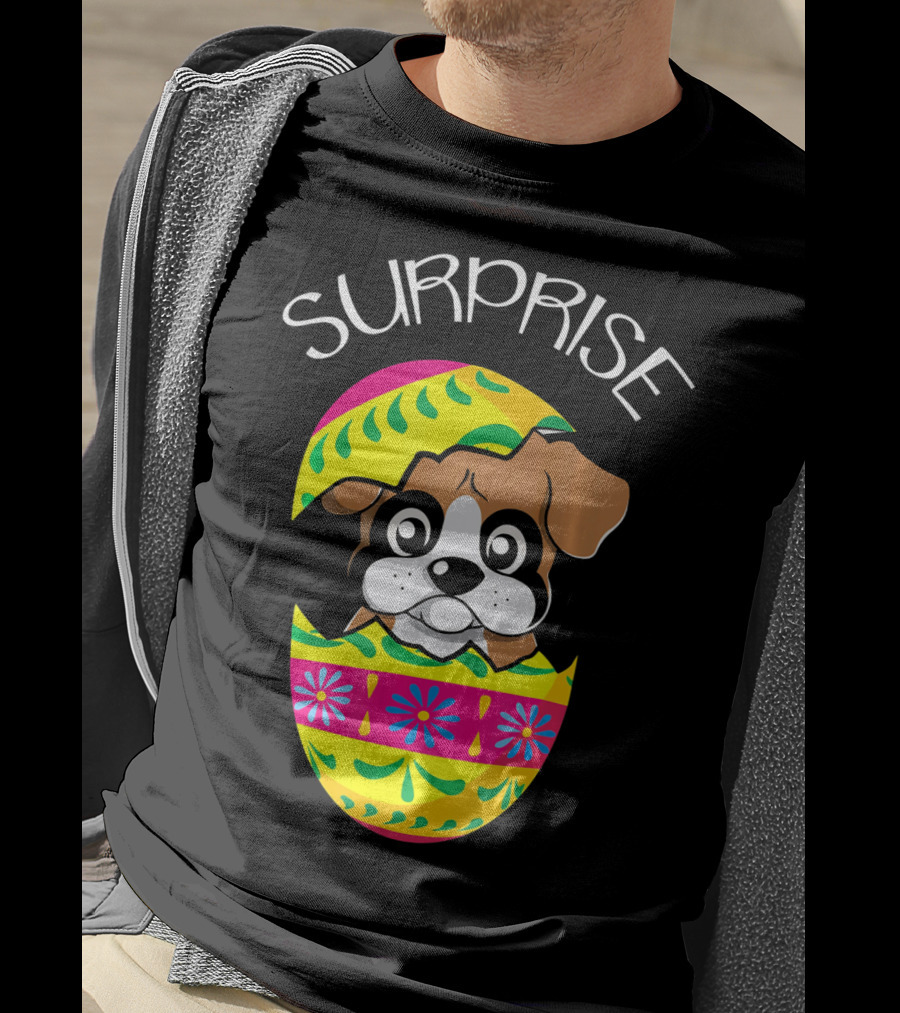 Surprise Funny Cute Puppy Boxer Hatches Easter Egg T-Shirt