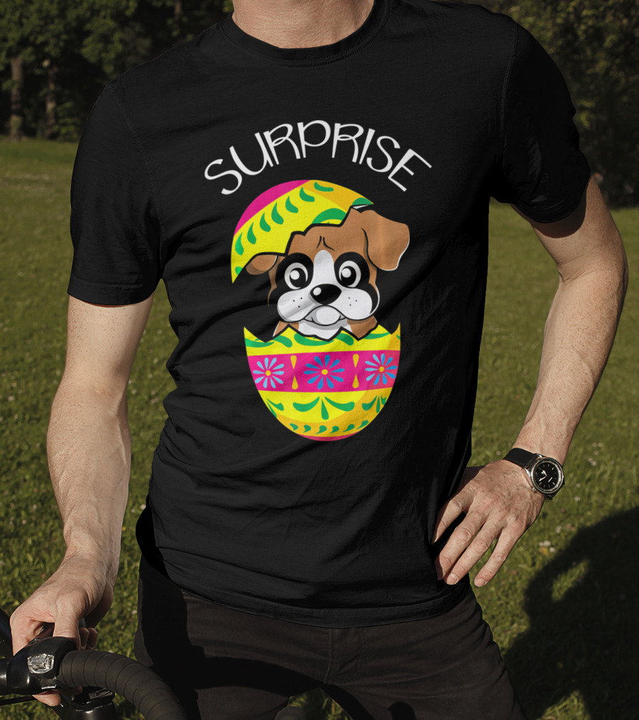 Surprise Funny Cute Puppy Boxer Hatches Easter Egg T-Shirt