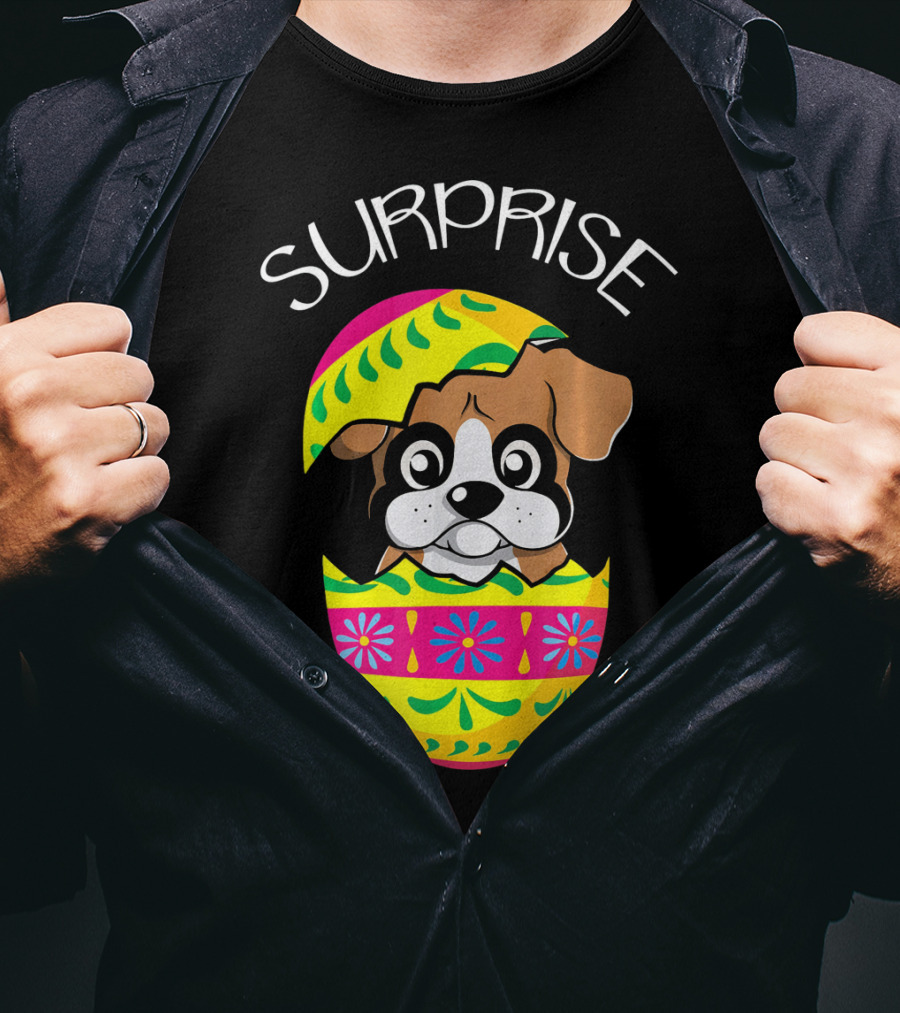 Surprise Funny Cute Puppy Boxer Hatches Easter Egg T-Shirt