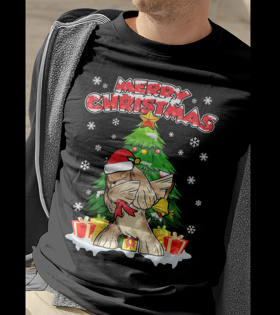 Merry Christmas Funny Dabbing Cocker Spaniel Holiday Tree Snowflakes Presents T-Shirt