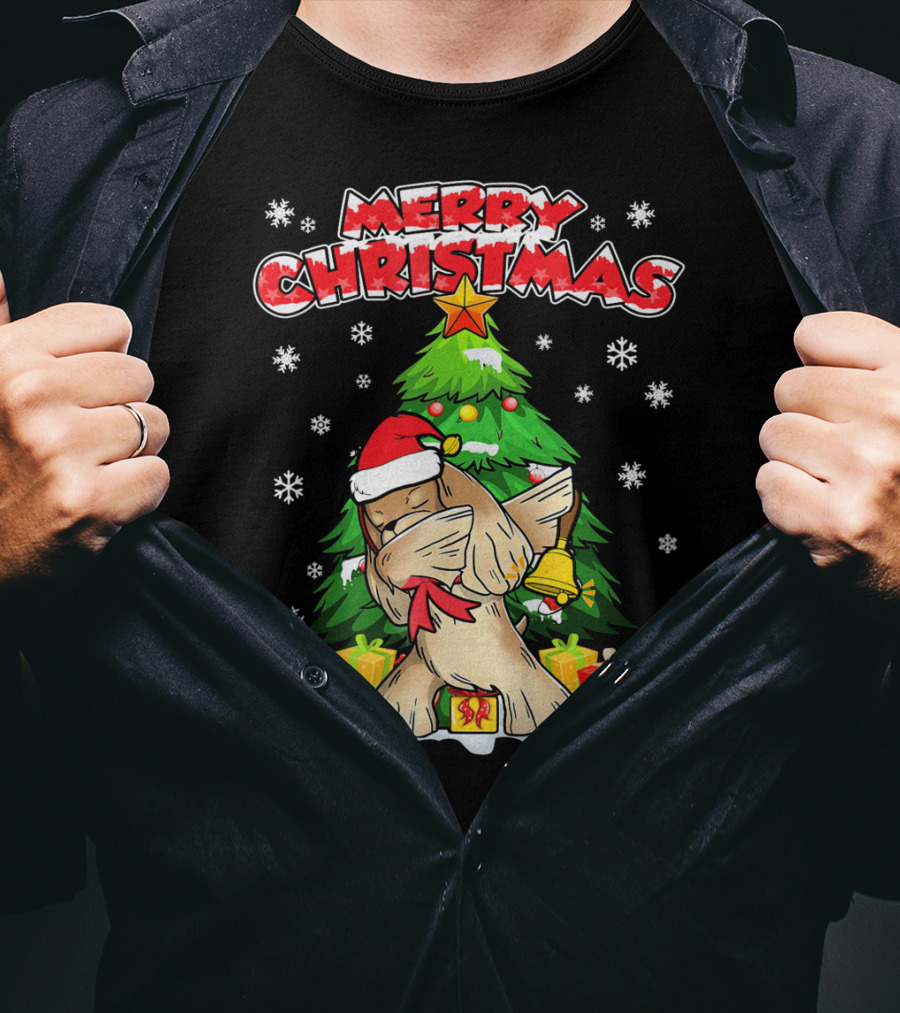 Merry Christmas Funny Dabbing Cocker Spaniel Holiday Tree Snowflakes Presents T-Shirt
