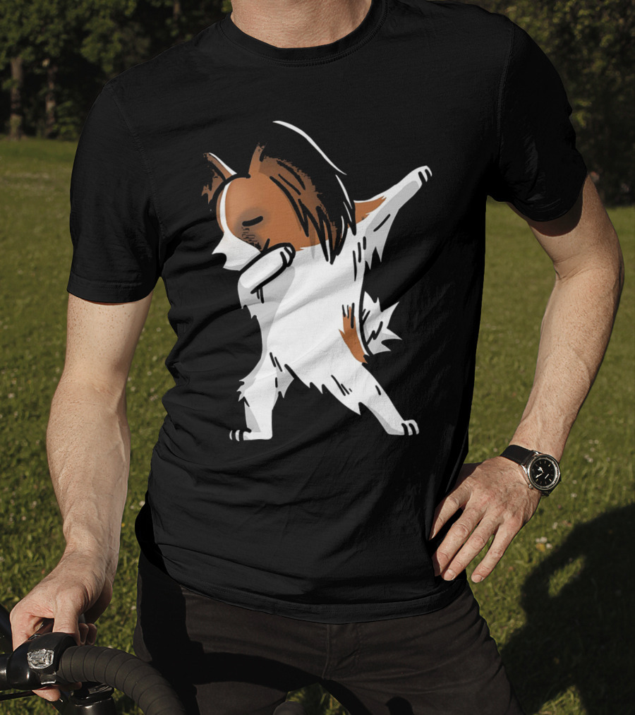 Funny Dancing Papillon Dog Birthday Celebration Party T-Shirt