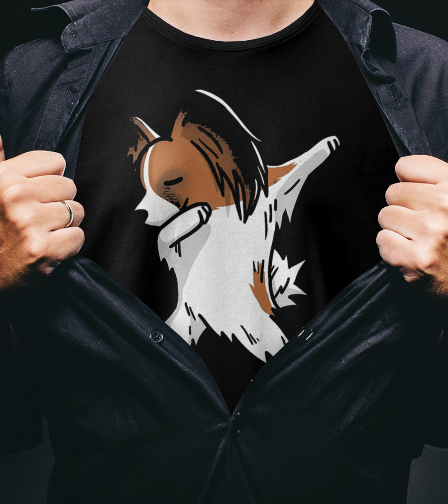 Funny Dancing Papillon Dog Birthday Celebration Party T-Shirt