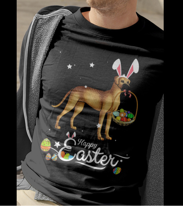 Happy Easter Great Dane Bunny Ears With Eggs Basket T-Shirt