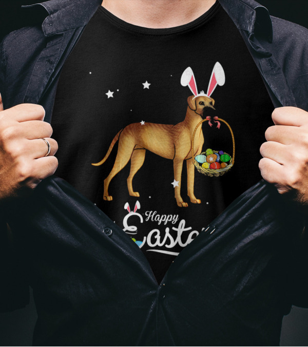 Happy Easter Great Dane Bunny Ears With Eggs Basket T-Shirt