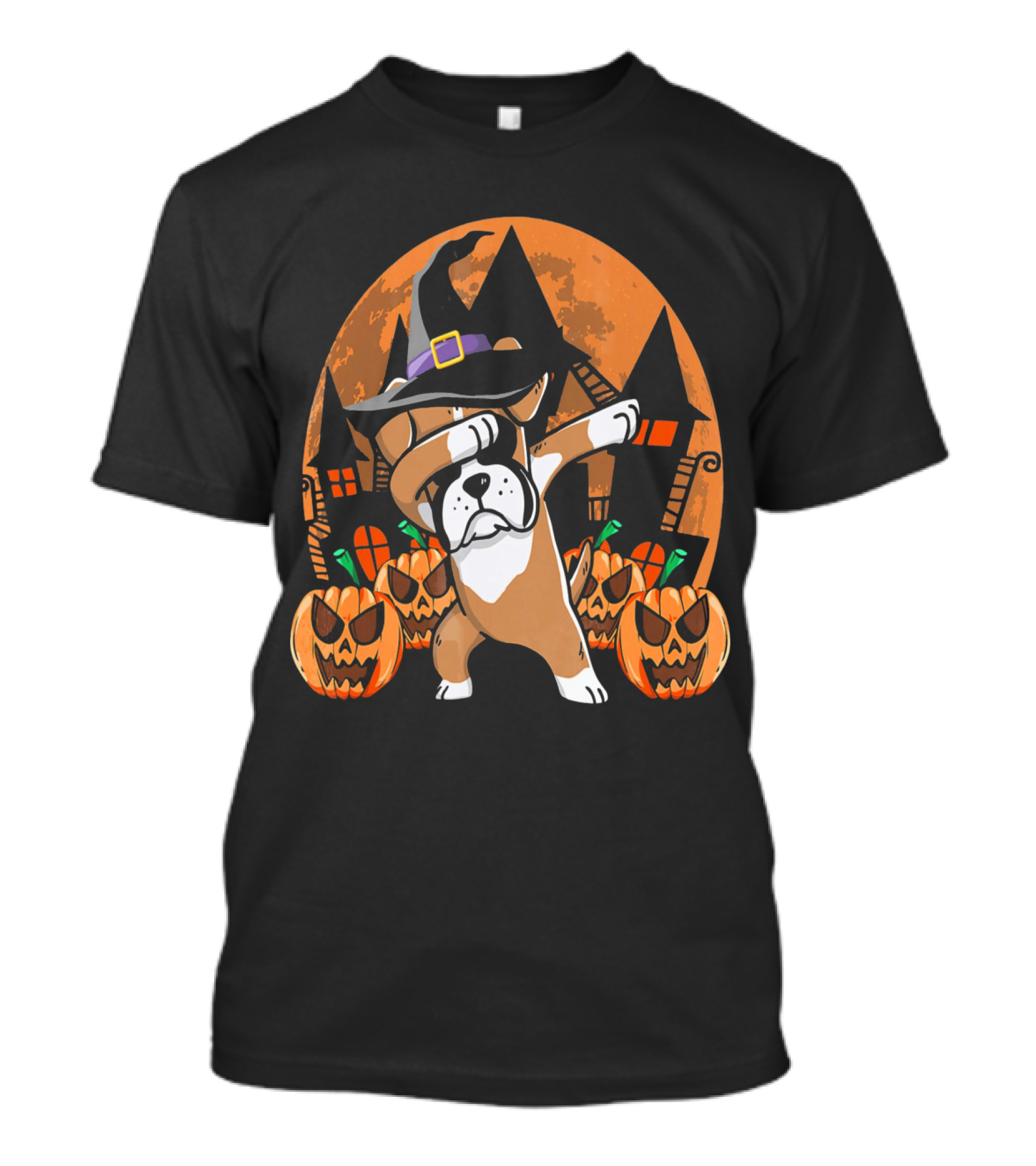 Funny Halloween Dabbing Boxer Witch Hat Pumpkins T-Shirt