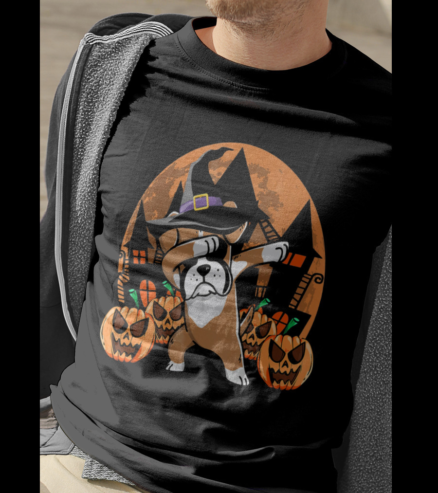 Funny Halloween Dabbing Boxer Witch Hat Pumpkins T-Shirt
