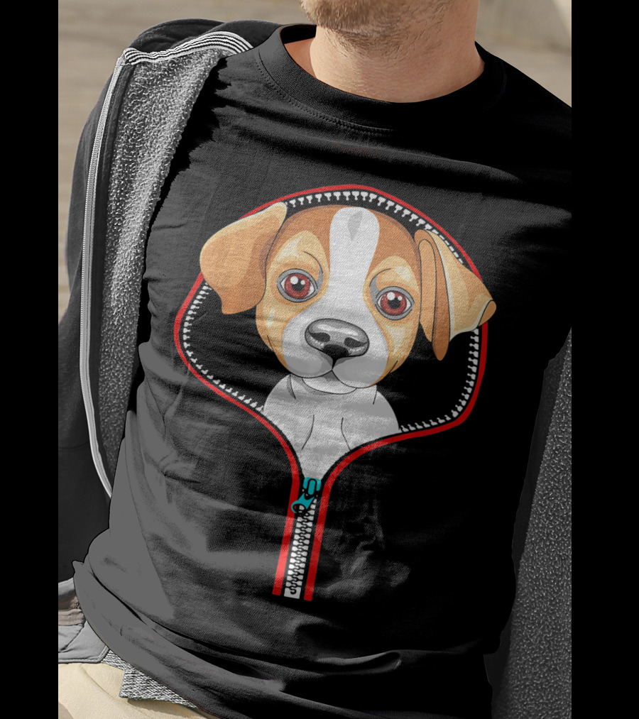 Funny Jack Russell Puppy In Zipper T-Shirt