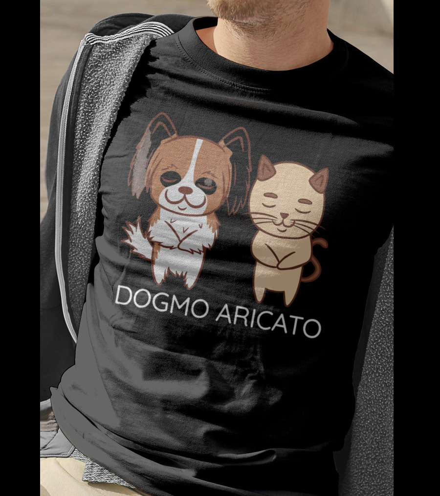 Funny Papillon Dogmo Aricato Dog And Cat Duo T-Shirt