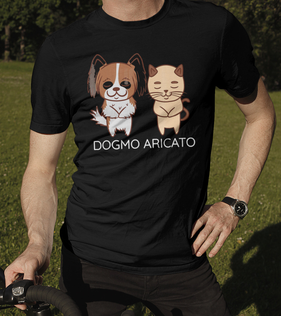 Funny Papillon Dogmo Aricato Dog And Cat Duo T-Shirt