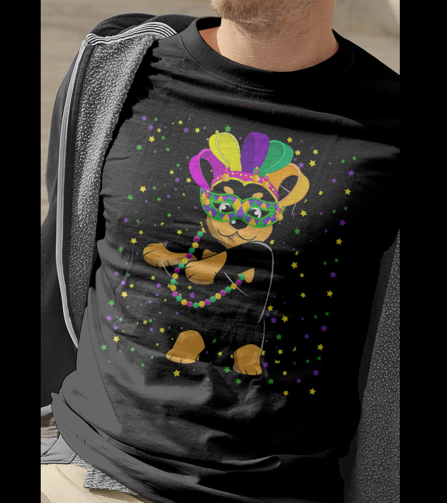 Rottweiler Flossing Beads Jester Hat Mardi Gras Fun T-Shirt
