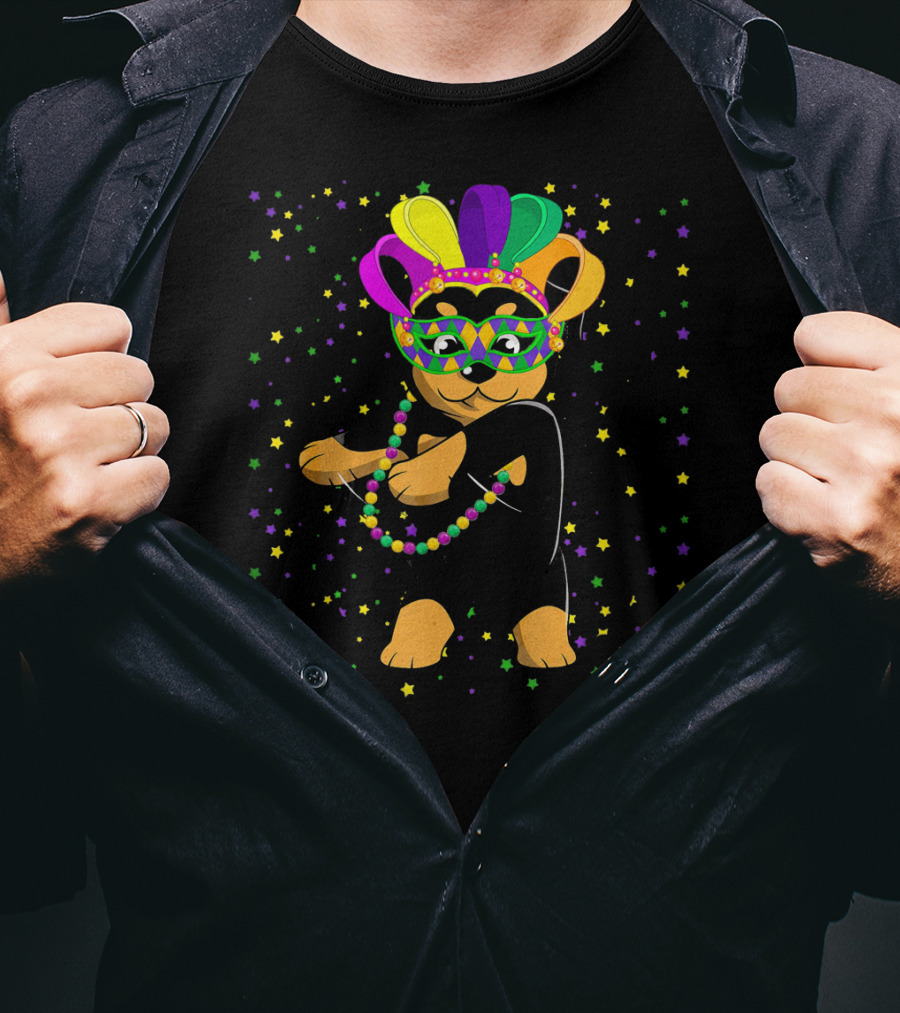 Rottweiler Flossing Beads Jester Hat Mardi Gras Fun T-Shirt
