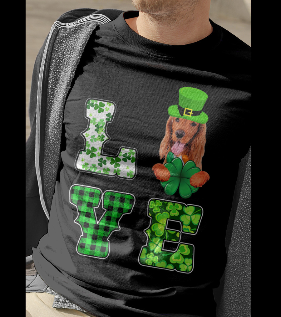 LOVE Funny St Patricks Day Cocker Spaniel Lover T-Shirt