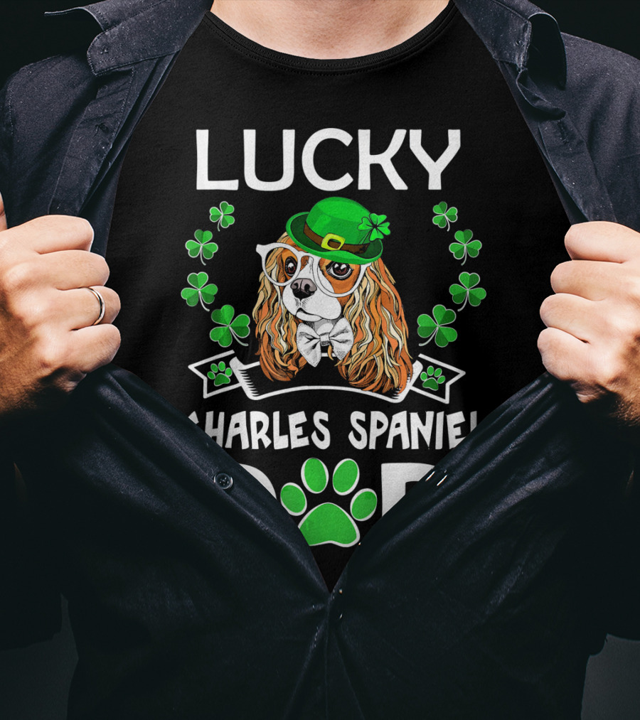 Lucky Cavalier Charles Spaniel Dad St Patrick's Day T-Shirt
