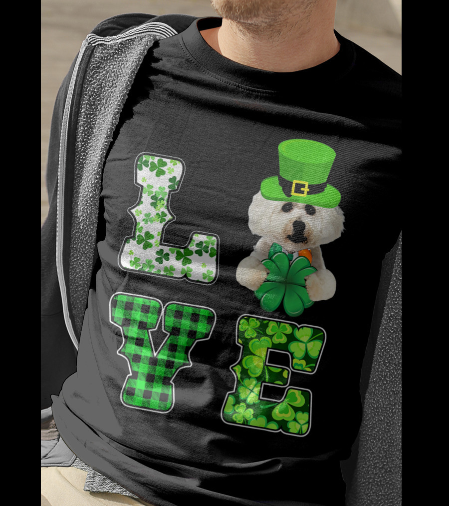 Funny St Patricks Day Maltese Love Shamrock Clovers T-Shirt