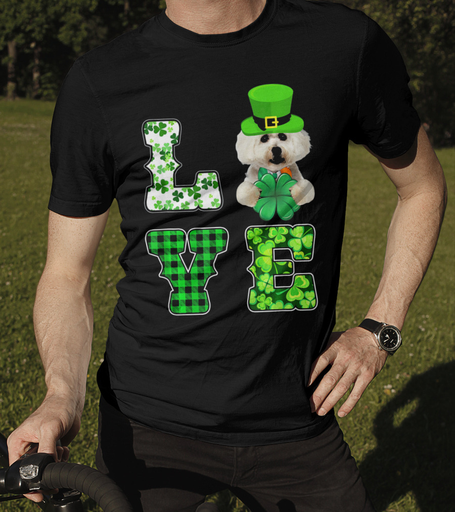 Funny St Patricks Day Maltese Love Shamrock Clovers T-Shirt