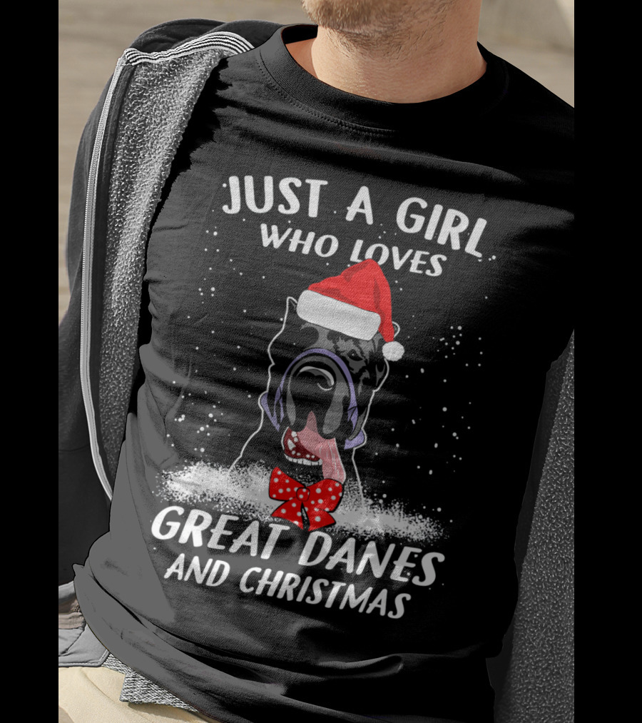 Just A Girl Who Loves Great Danes And Christmas T-Shirt