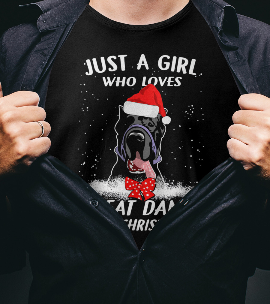 Just A Girl Who Loves Great Danes And Christmas T-Shirt