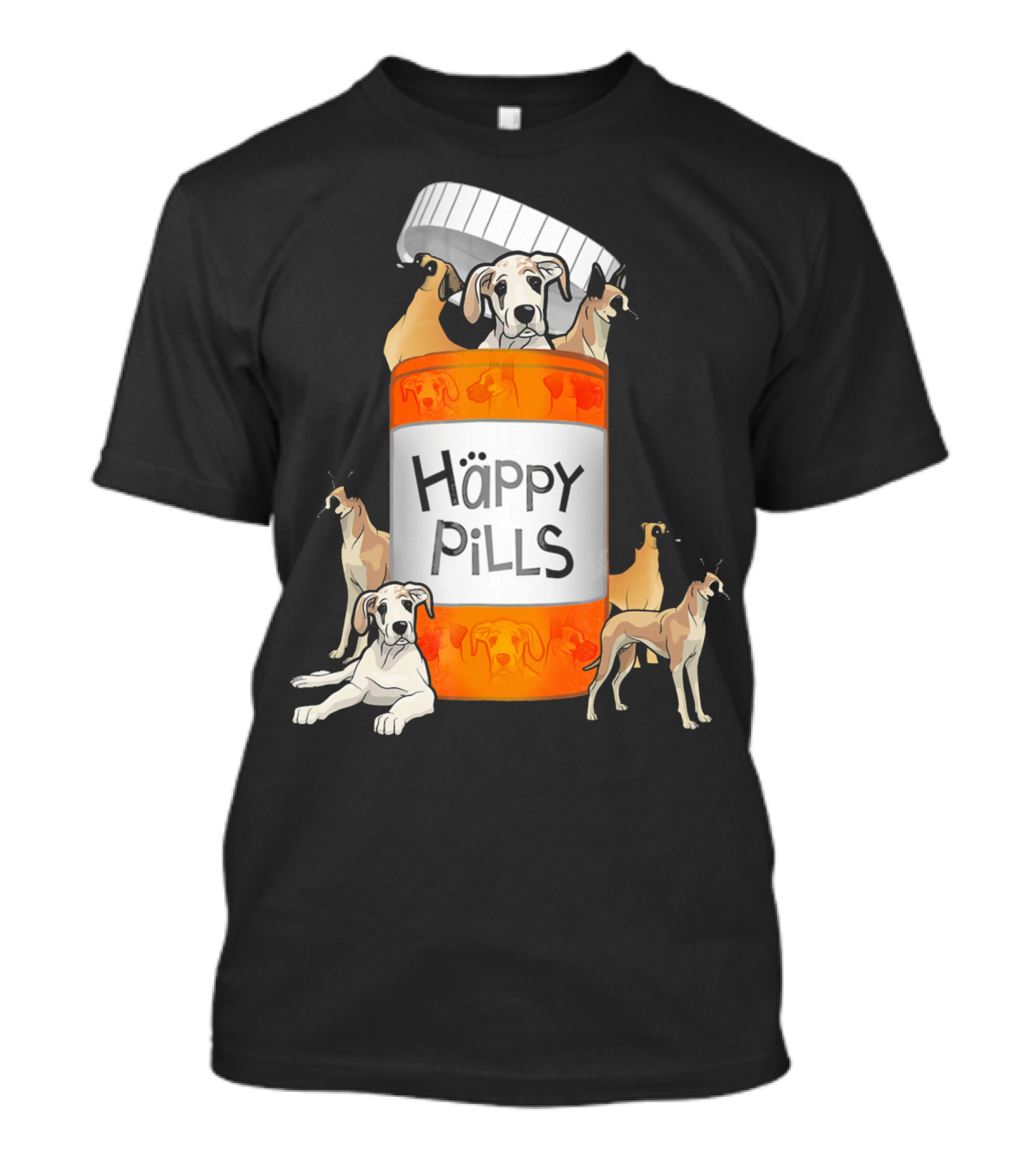Great Dane Dog Happy Pills Prescription Bottle T-Shirt