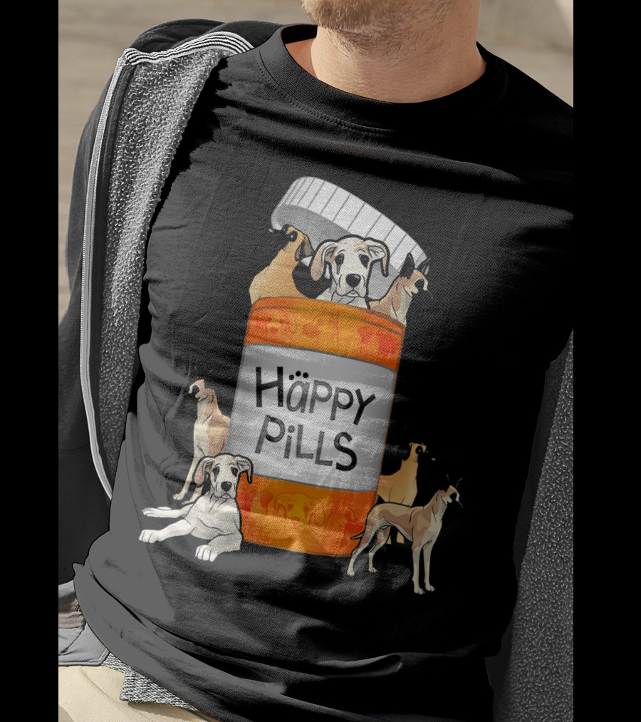 Great Dane Dog Happy Pills Prescription Bottle T-Shirt