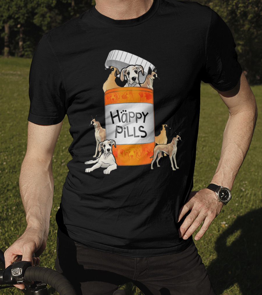 Great Dane Dog Happy Pills Prescription Bottle T-Shirt