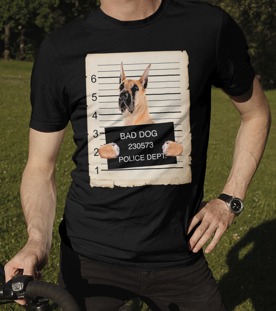 Great Dane Bad Dog Police Dept Mugshot 230573 T-Shirt