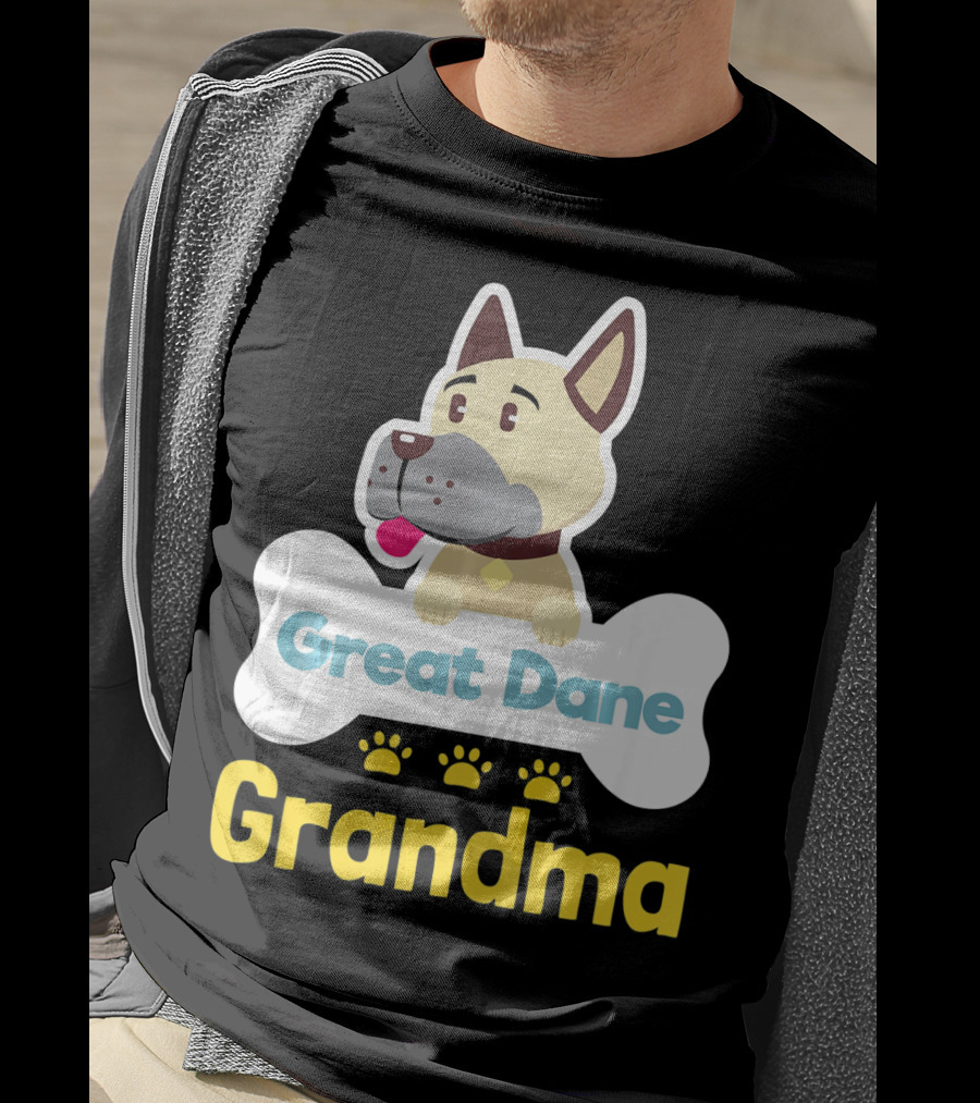 Great Dane Grandma Dog Bone With Paw Prints T-Shirt