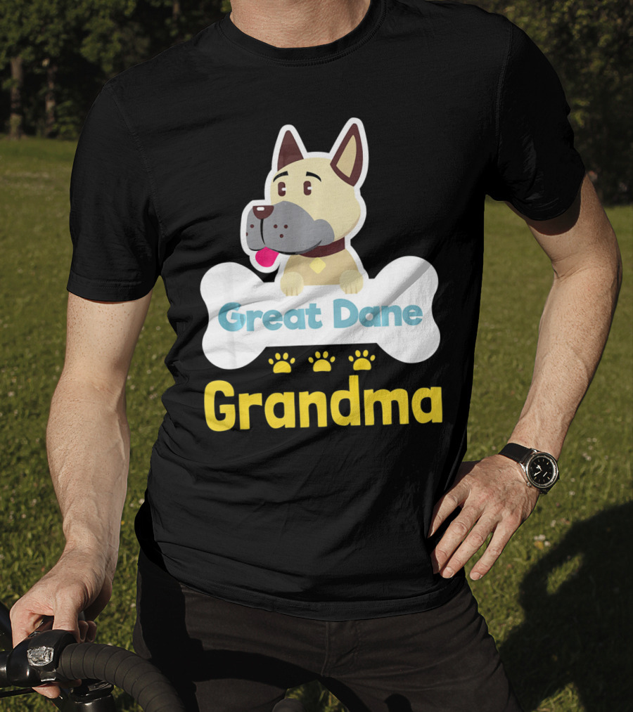 Great Dane Grandma Dog Bone With Paw Prints T-Shirt