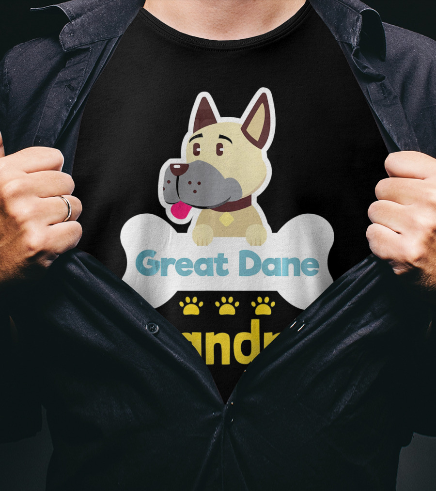 Great Dane Grandma Dog Bone With Paw Prints T-Shirt