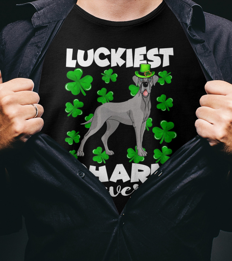 Luckiest Charm Ever Great Dane Shamrocks Hat T-Shirt