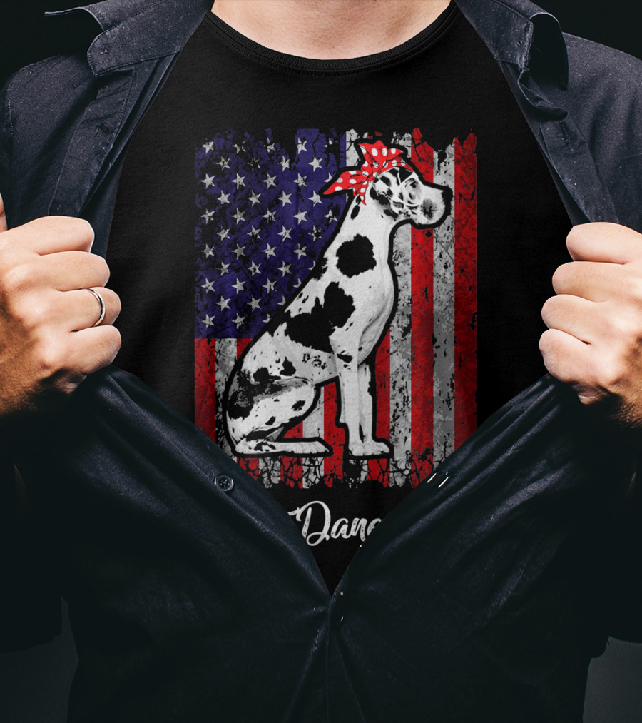Great Dane Mom Patriotic USA Flag T-Shirt