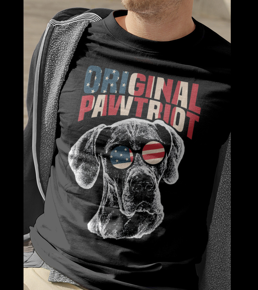 Original Pawtriot Great Dane USA Flag Funny July T-Shirt