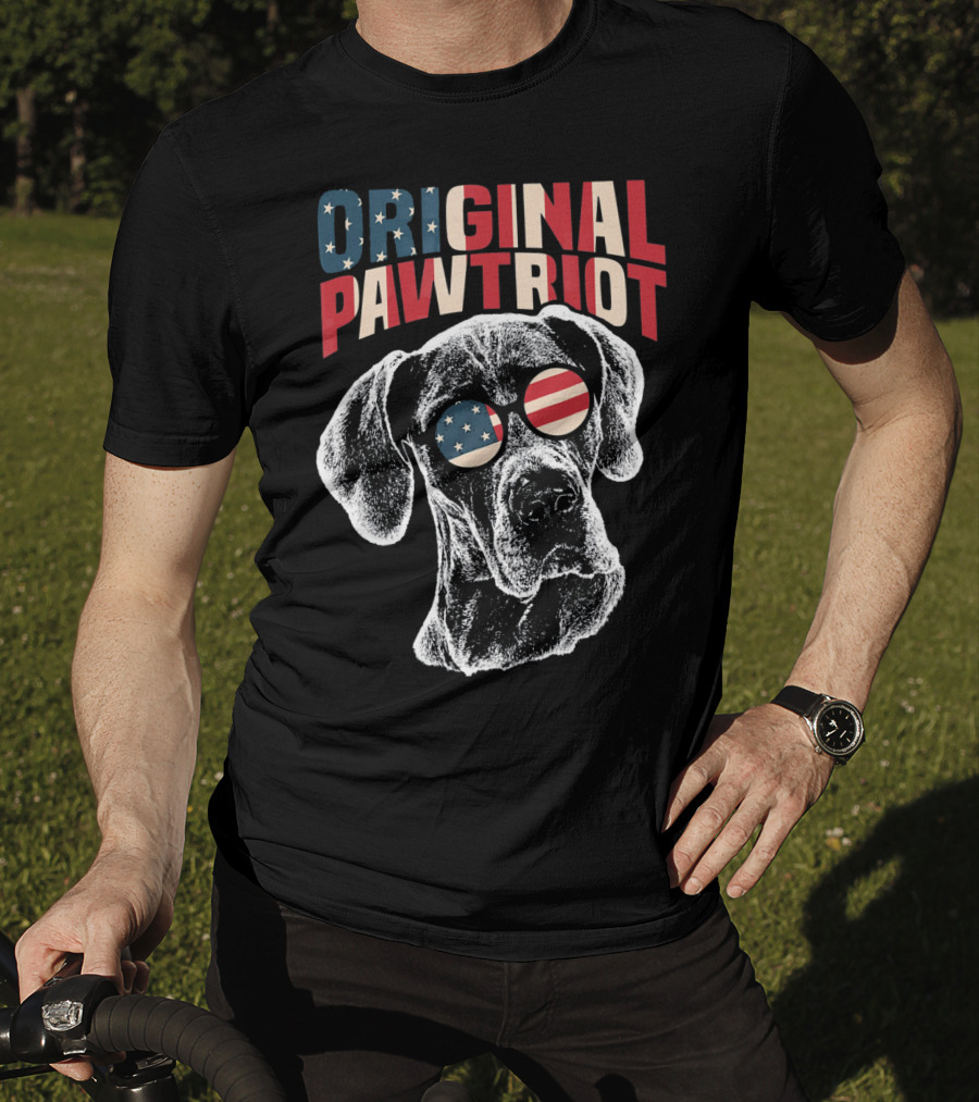 Original Pawtriot Great Dane USA Flag Funny July T-Shirt