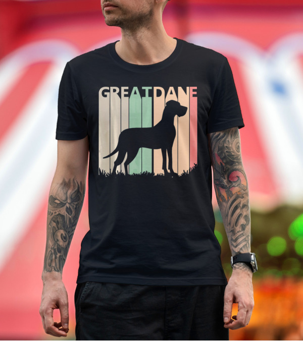 Premium T-Shirt: Great Dane Valentine Vintage Silhouette for Him T-Shirt Great Dane Valentine Vintage Silhouette for Him T-Shirt