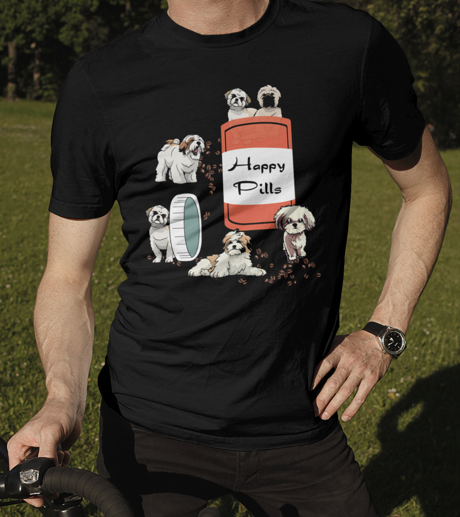 Happy Pills Shih Tzu Dog Cute Canine Fun Playful Puppy T-Shirt