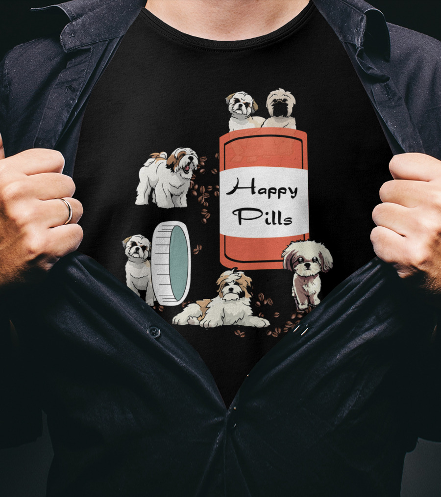 Happy Pills Shih Tzu Dog Cute Canine Fun Playful Puppy T-Shirt