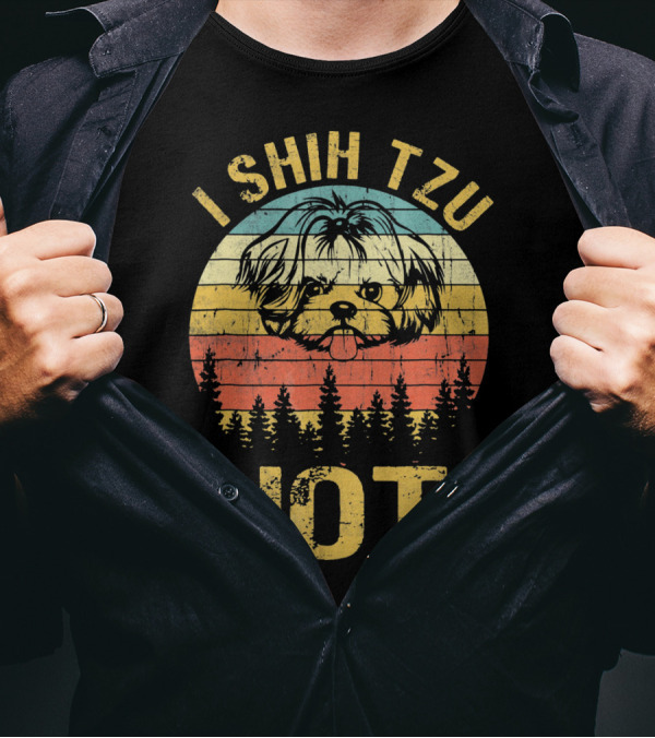 I Shih Tzu Not Vintage Shih Retro Dog Forest Stripes T-Shirt
