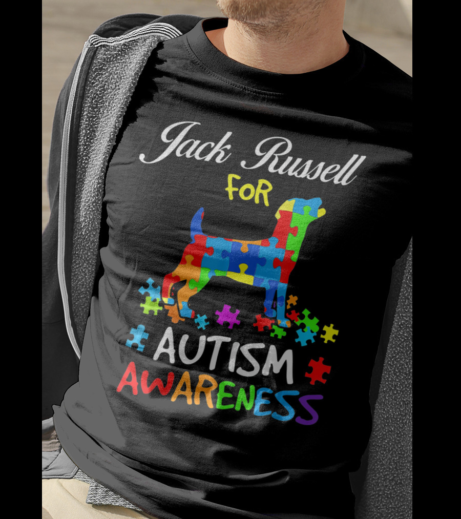 Jack Russell Dog For Autism Awareness Puzzle Pieces T-Shirt
