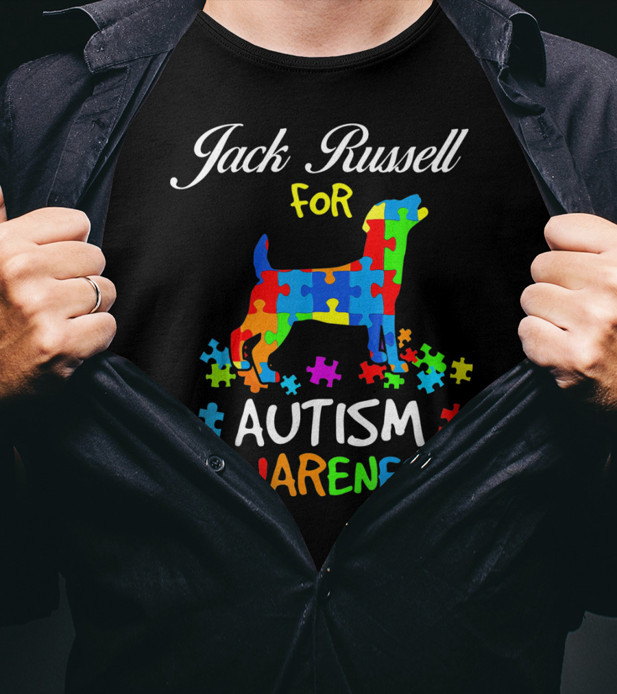 Jack Russell Dog For Autism Awareness Puzzle Pieces T-Shirt