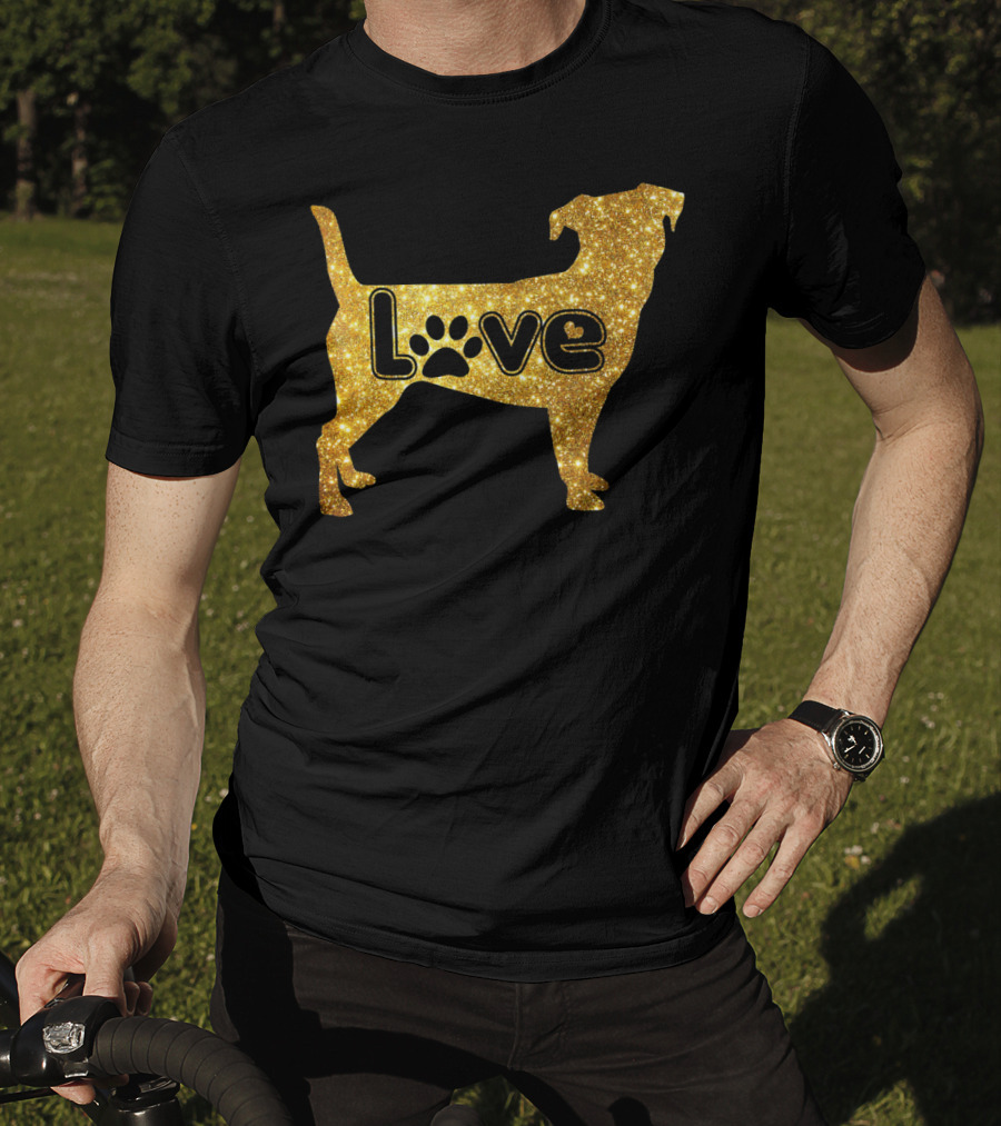Jack Russell Gold Love Valentine Paw Print Dog T-Shirt