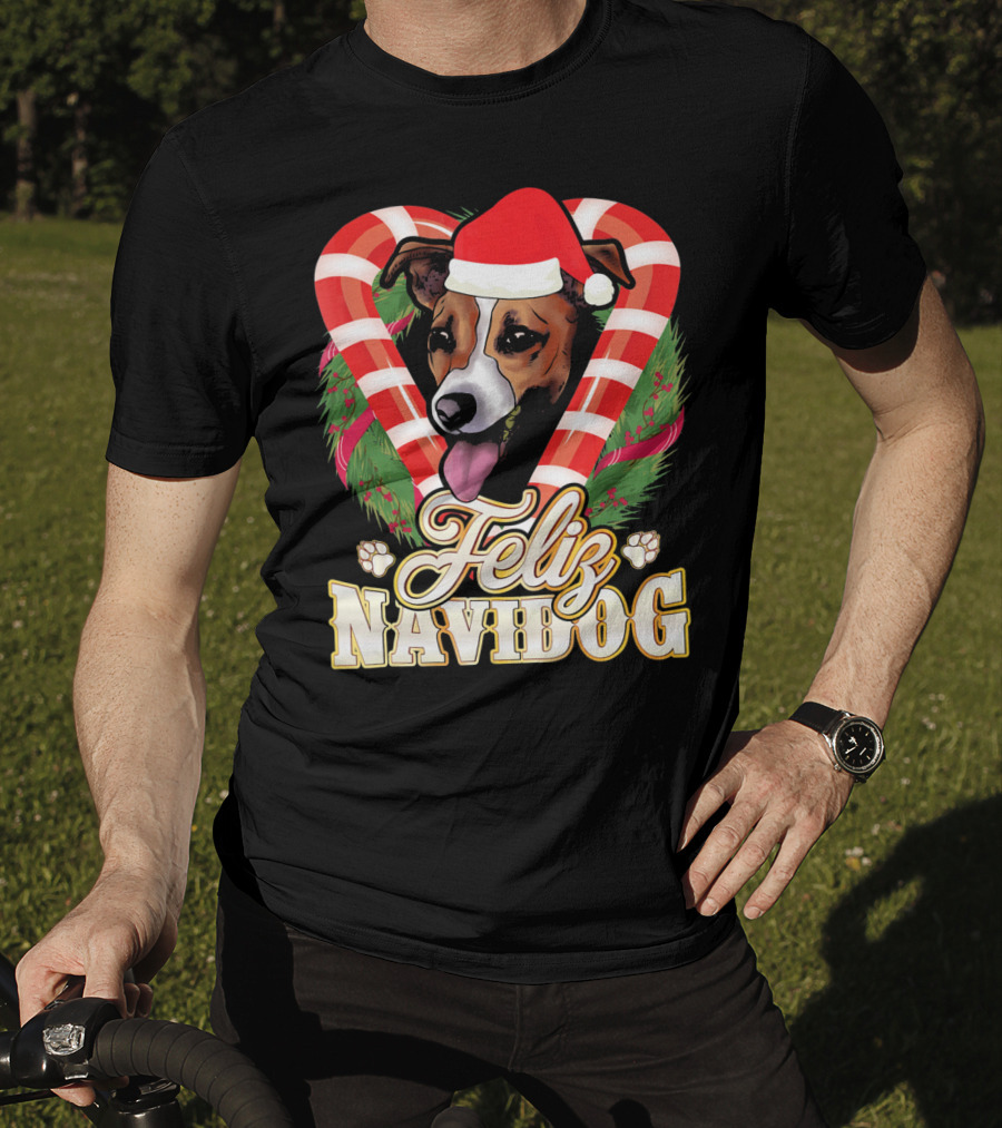Feliz Navidog Jack Russell Terrier Santa Claus T-Shirt