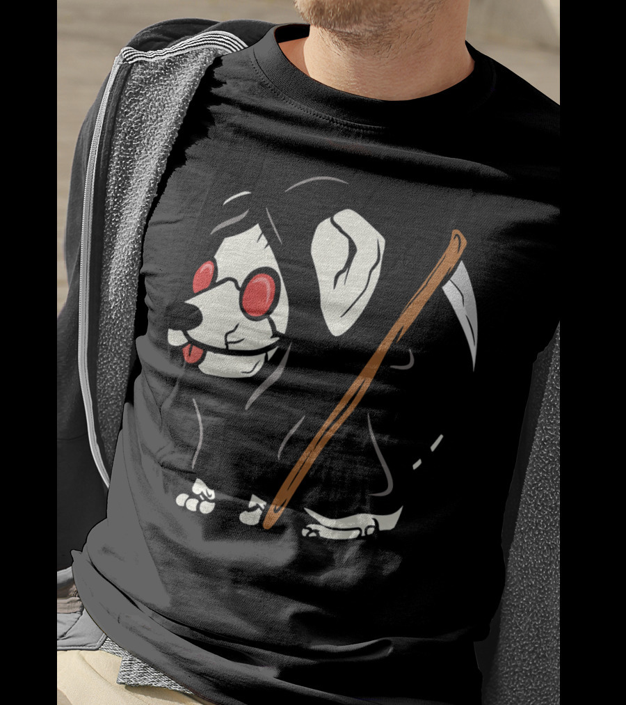 Jack Russell Terrier Reaper With Scythe And Red Glasses T-Shirt