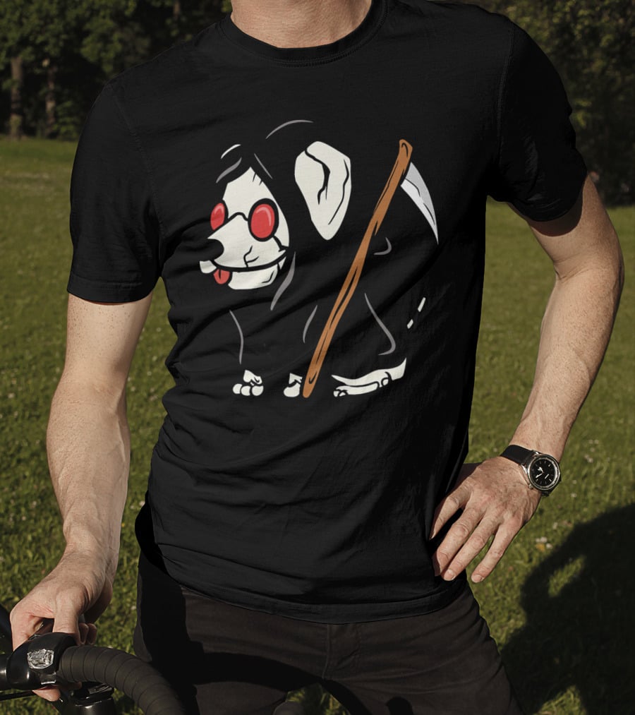 Jack Russell Terrier Reaper With Scythe And Red Glasses T-Shirt