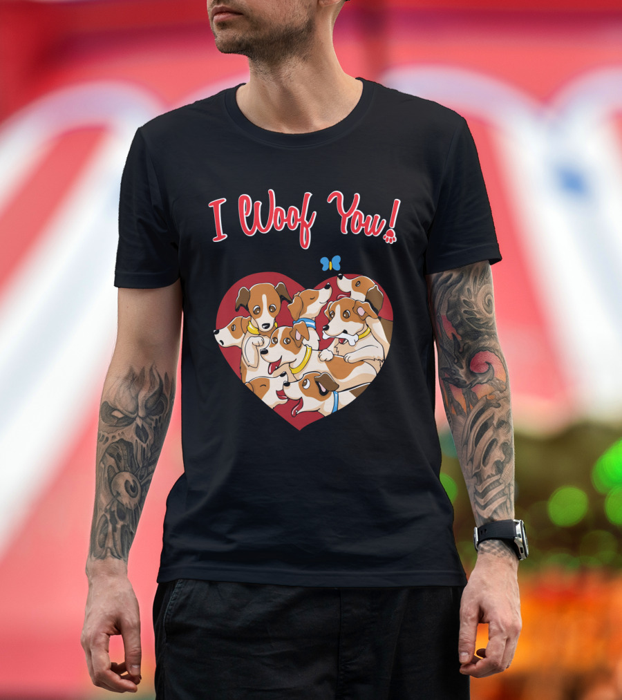 I Woof You Jack Russell Terrier Valentines Day Heart Puppies T-Shirt