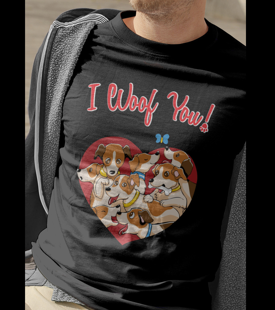 I Woof You Jack Russell Terrier Valentines Day Heart Puppies T-Shirt