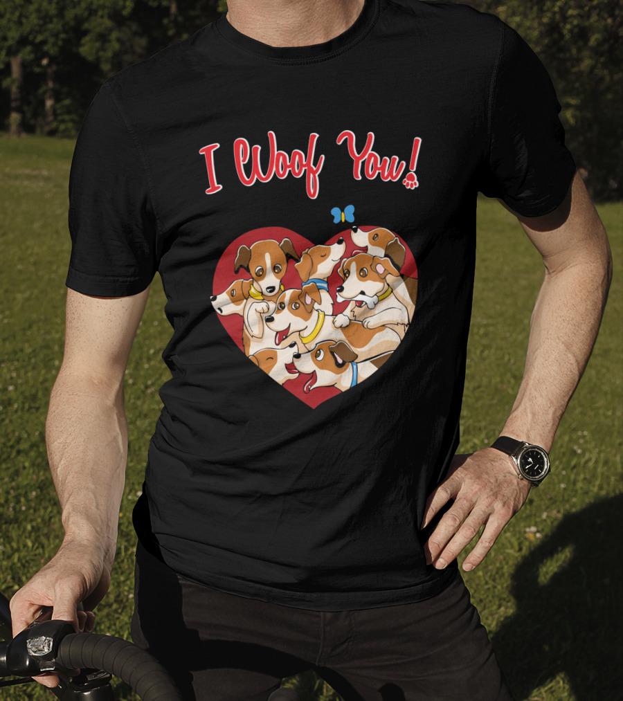 I Woof You Jack Russell Terrier Valentines Day Heart Puppies T-Shirt