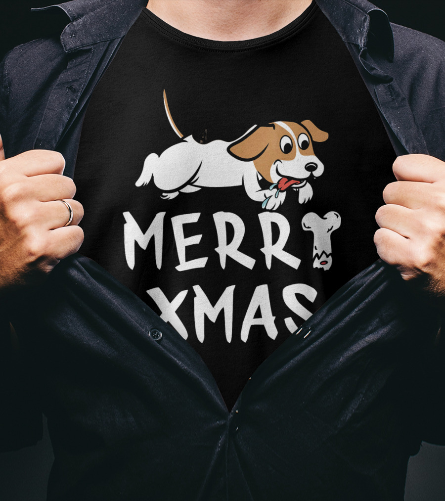 Jack Russell Terrier Merry Xmas With Bone T-Shirt