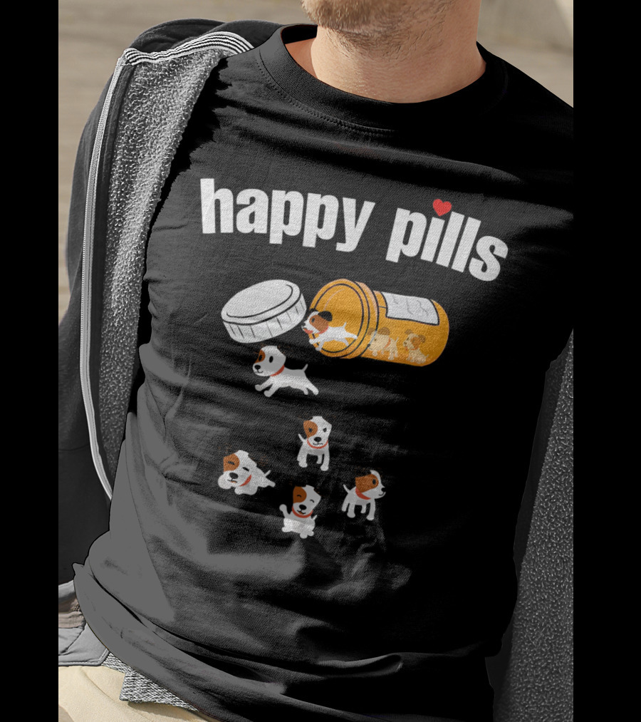Happy Pills Jack Russell Terrier Funny Dog Love T-Shirt