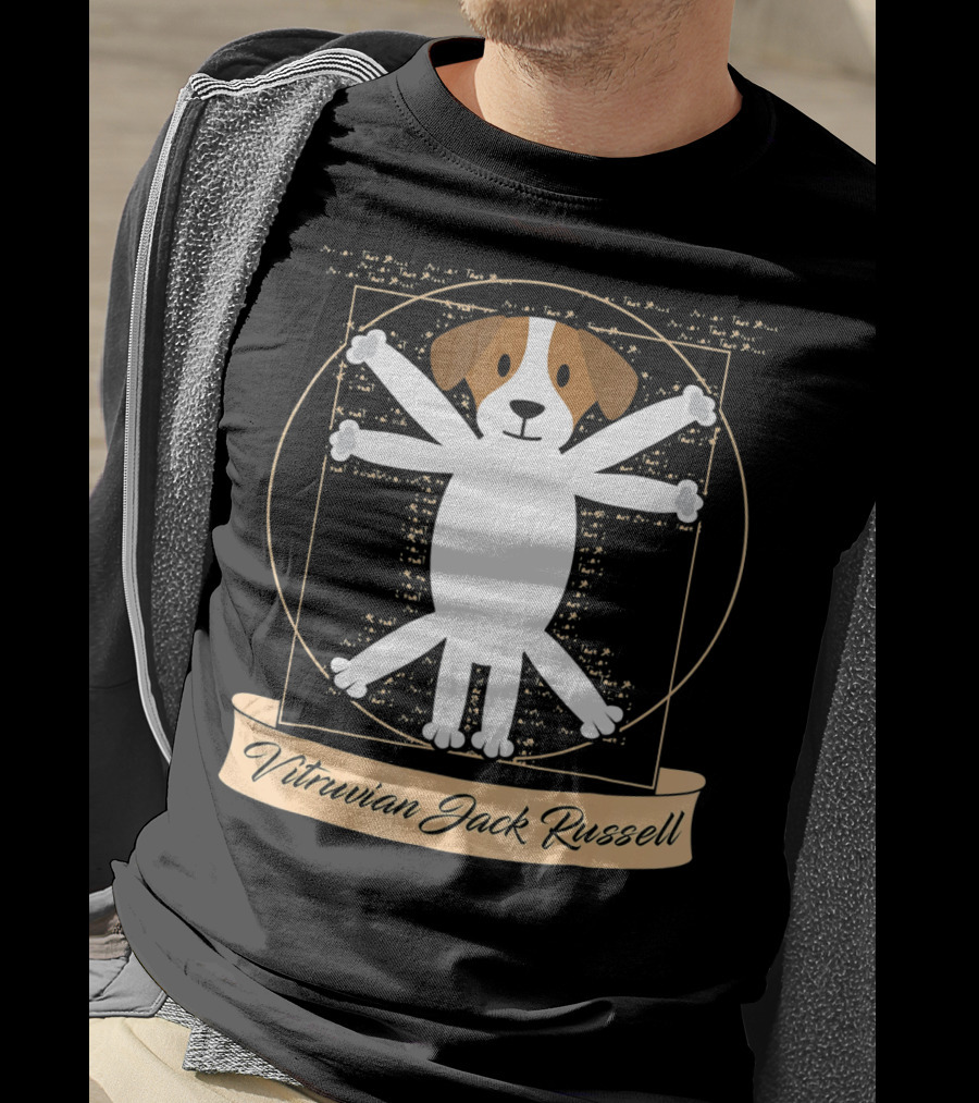 Vitruvian Jack Russell Terrier Man Dog T-Shirt