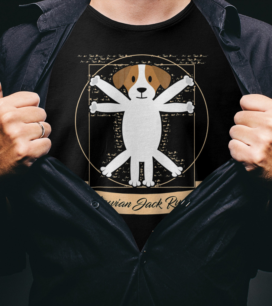 Vitruvian Jack Russell Terrier Man Dog T-Shirt